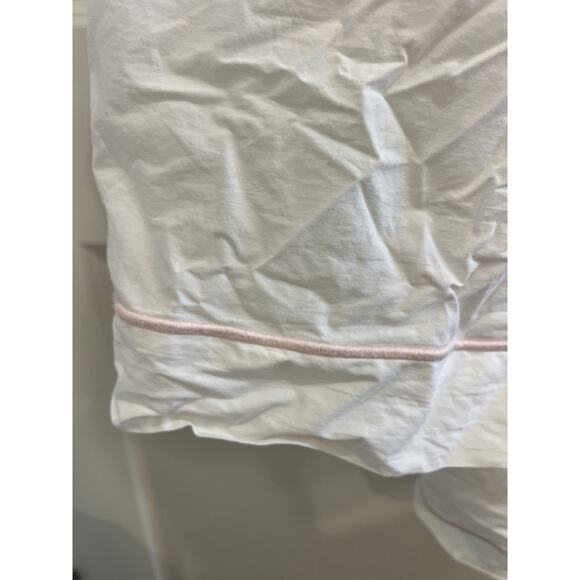 Hotel Collection Flat King Sheet White 100% Cotton W Pink Trim Detail - Picture 1 of 9